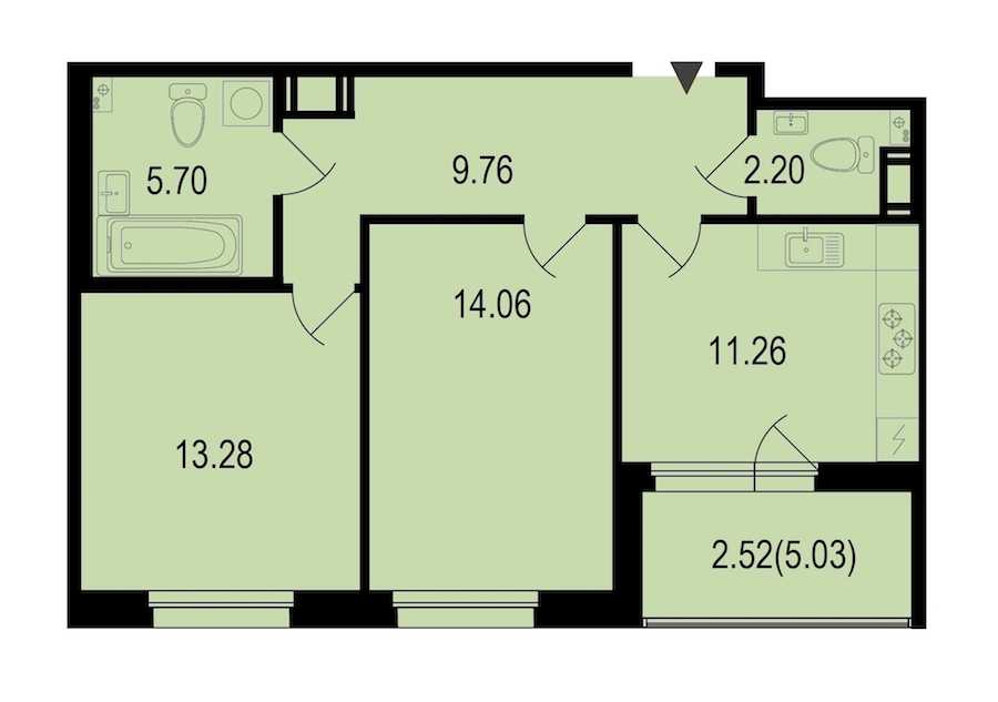 Двухкомнатная квартира в : площадь 58.78 м2 , этаж: 4 – купить в Санкт-Петербурге